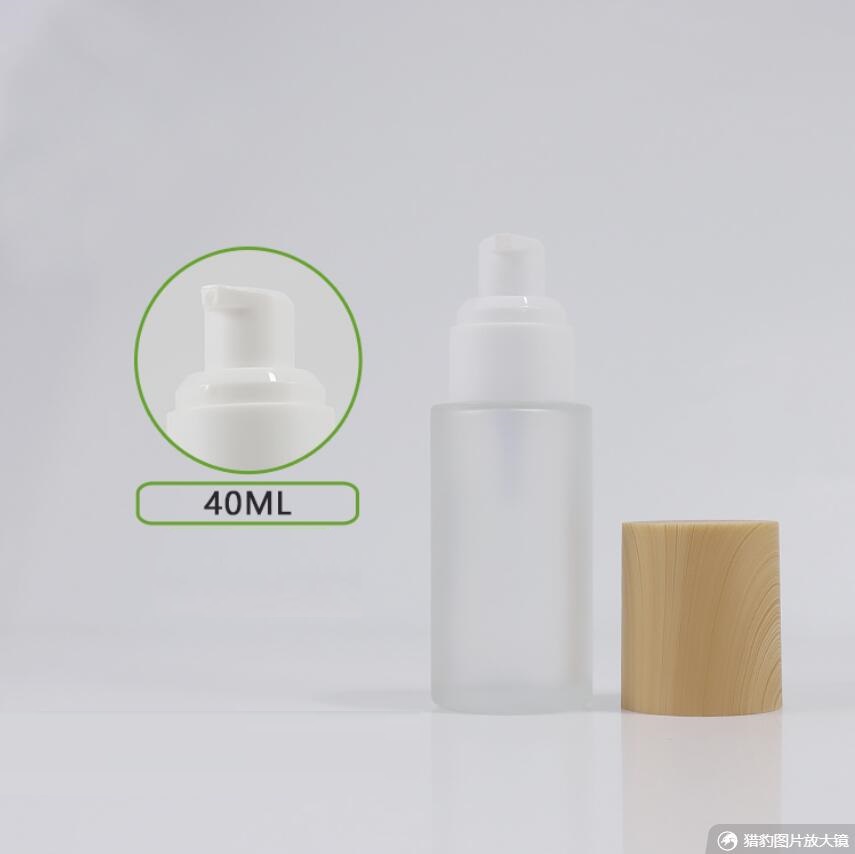 Gel Refill Pack - ขวดแก้วฝ้า/เขียว/น้ำเงินขนาด 40 มล. ฝาไม้รูปทรงไม้ สำหรับบรรจุเซรั่ม/โลชั่น/อิมัลชั่น/รองพื้น/เจล บรรจุภัณฑ์เครื่องสำอาง