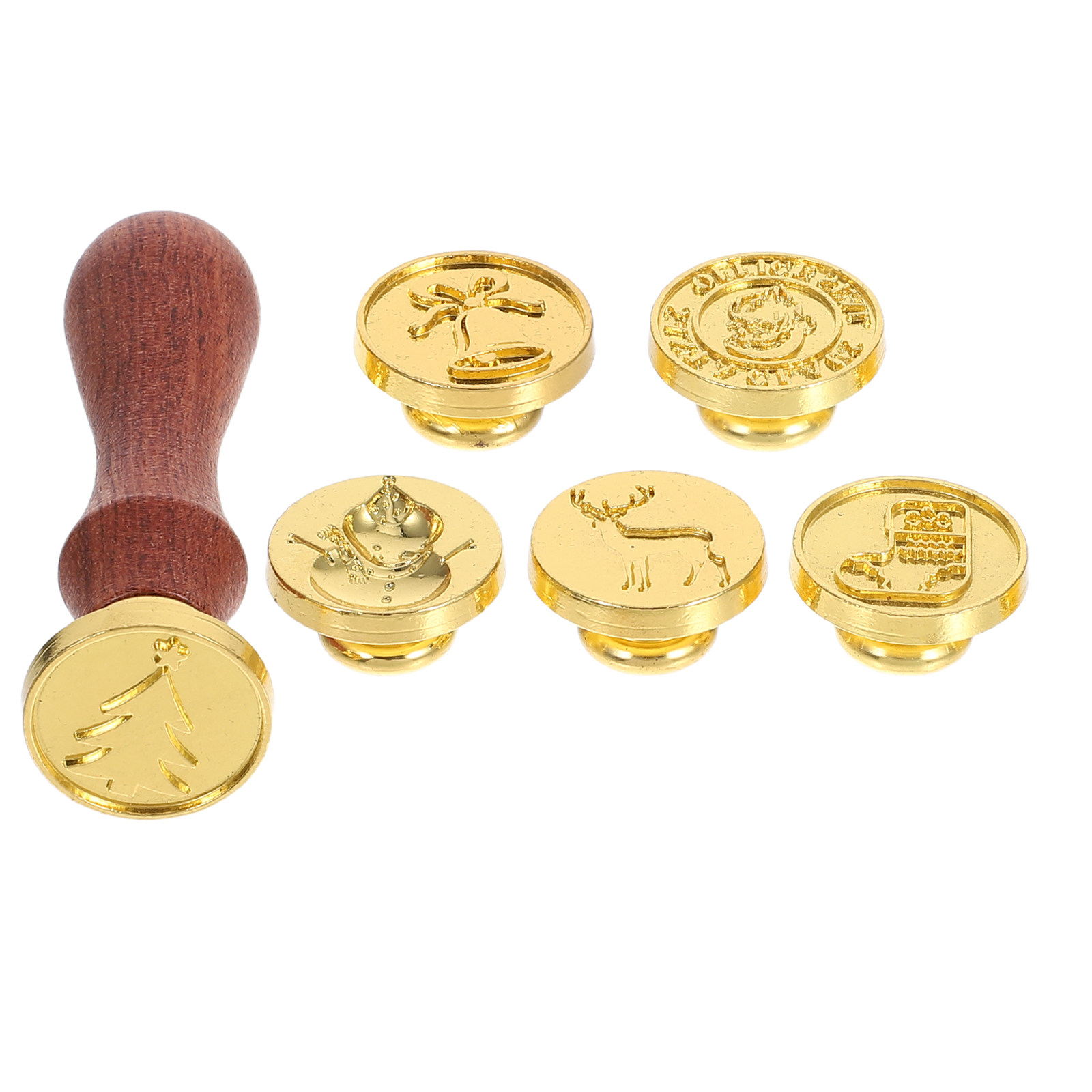 Wax Seal Stamp Set - 1 ชุด ชุดตราประทับครั่งสไตล์วินเทจ ลายคริสต์มาส ด้ามจับไม้ สำหรับซีลการ์ดเชิญ